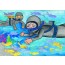 상황표현7 잠수부와물고기들(반짝이 색종이에 이쑤시개로 무늬표현하기)