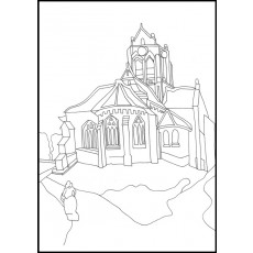 8절 180g 오베르의 교회 명화 컬러링 10매+원본그림 1장 증정